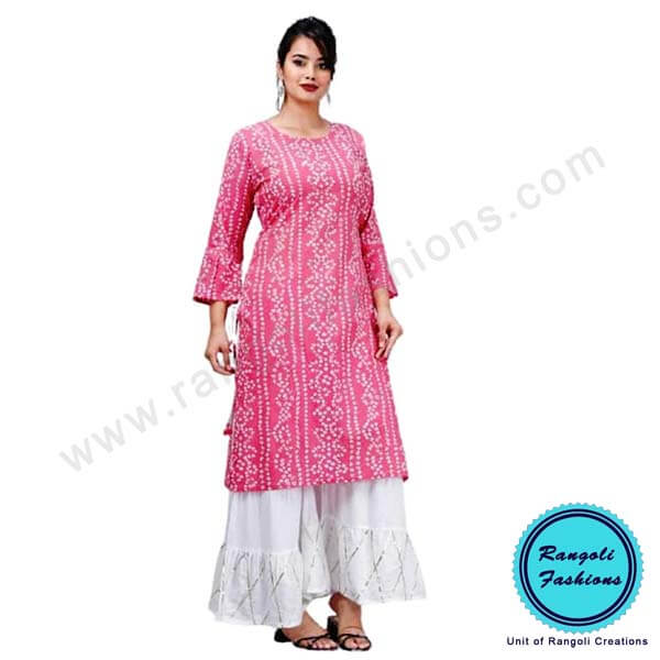 Bandhani Printed Kurti Pink
