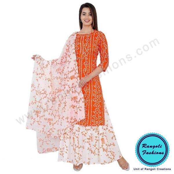Bandhani Skirt Kurti Orange