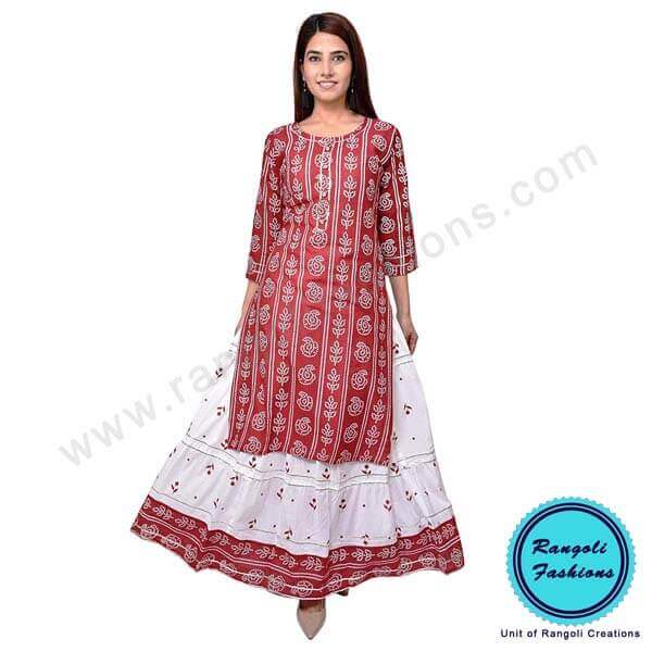 Bandhani Skirt Kurti Red