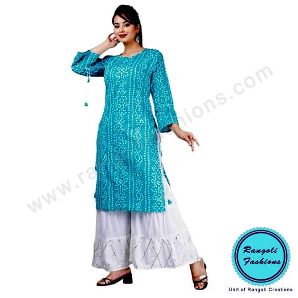 Bandhani Sky Blue Kurta