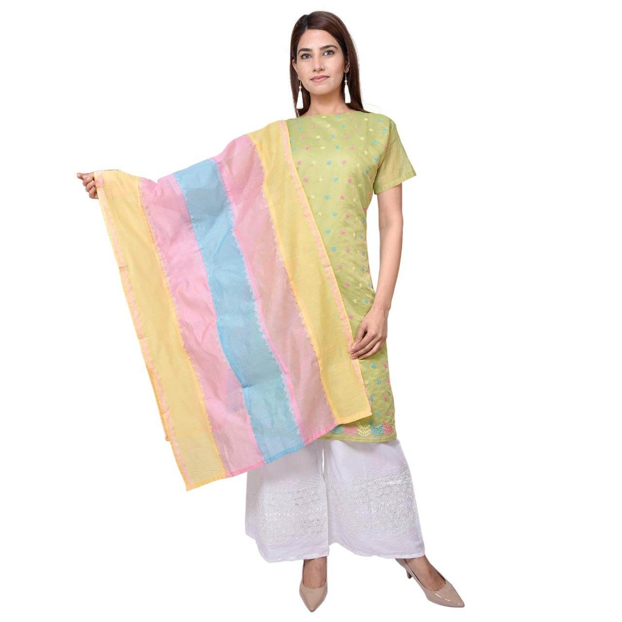 Embroidered Model Cotton Kurti Palazzo