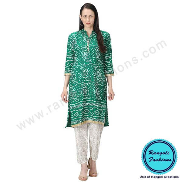 Printed Kurti and Pant Set Green